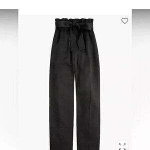 J. Crew Black Drapey Paper Bag Pants #AB672 Tie Belt High Rise